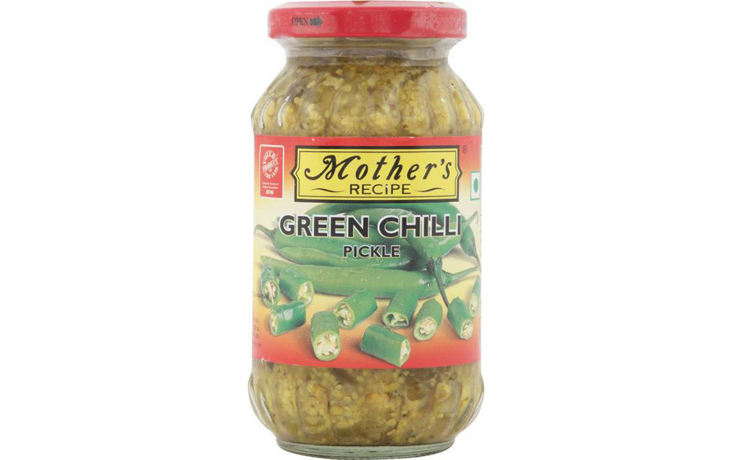 Mother's Recipe Green Chilli Pickle   Glass Jar  300 grams